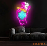 Custom Neon Sign Tripping Smoking Hand Led Light Trippy Art Stoner Wall Decor Art For Home Smoking Hand With Eye Neon