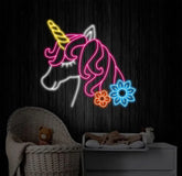 Custom Neon Unicorn Sign Led Unicorn Decor Neon Wall Stripes on Neon Decor Kids Room Decoration Custom Color Nursery