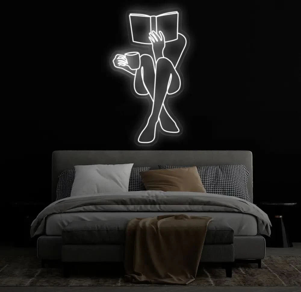 Custom Neon Woman Reading Sign LED Neon Light for Home Lounge or Library Decor Unique Modern Wall Art for Book Lovers &
