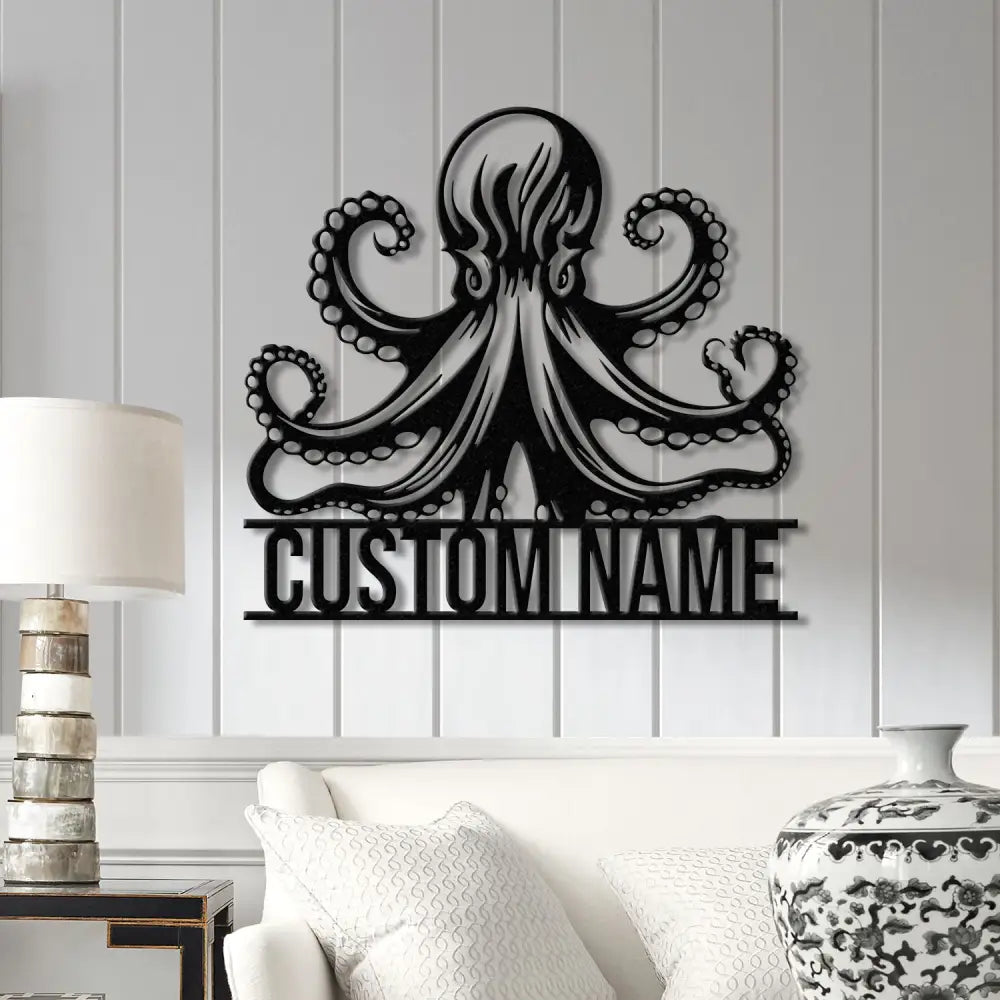 Custom Octopus Metal Sign Personalized Nautical Decor Sea Life Wall Art Beach House Decor Coastal Home Wall Sign