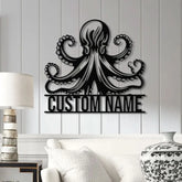 Custom Octopus Metal Sign Personalized Nautical Decor Sea Life Wall Art Beach House Decor Coastal Home Wall Sign