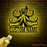 Custom Octopus Metal Sign Personalized Nautical Decor Sea Life Wall Art Beach House Decor Coastal Home Wall Sign