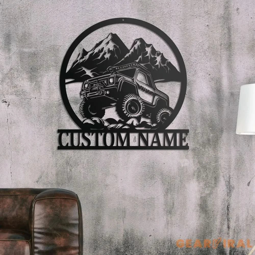 Custom Offroad Car Metal Wall Art With Led Light - Personalized Adventure Off Road Car Name Sign Decoration For Home