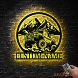 Custom Offroad Car Metal Wall Art With Led Light - Personalized Adventure Off Road Car Name Sign Decoration For Home