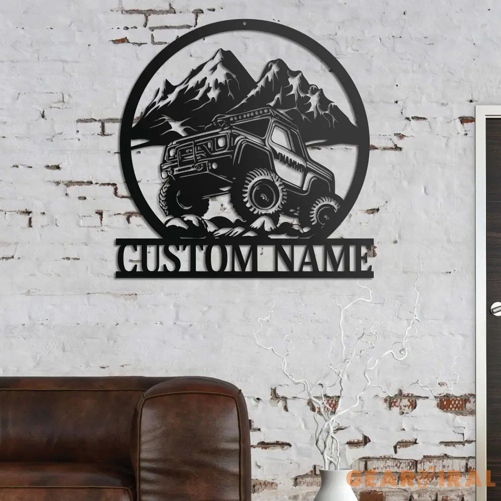 Custom Offroad Car Metal Wall Art With Led Light - Personalized Adventure Off Road Car Name Sign Decoration For Home