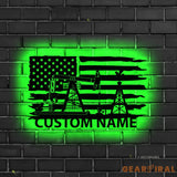 Custom Oil Field Name Sign Led Light - Personalized US Flag Oil Rig Metal Wall Art Decoration Hanging For Home