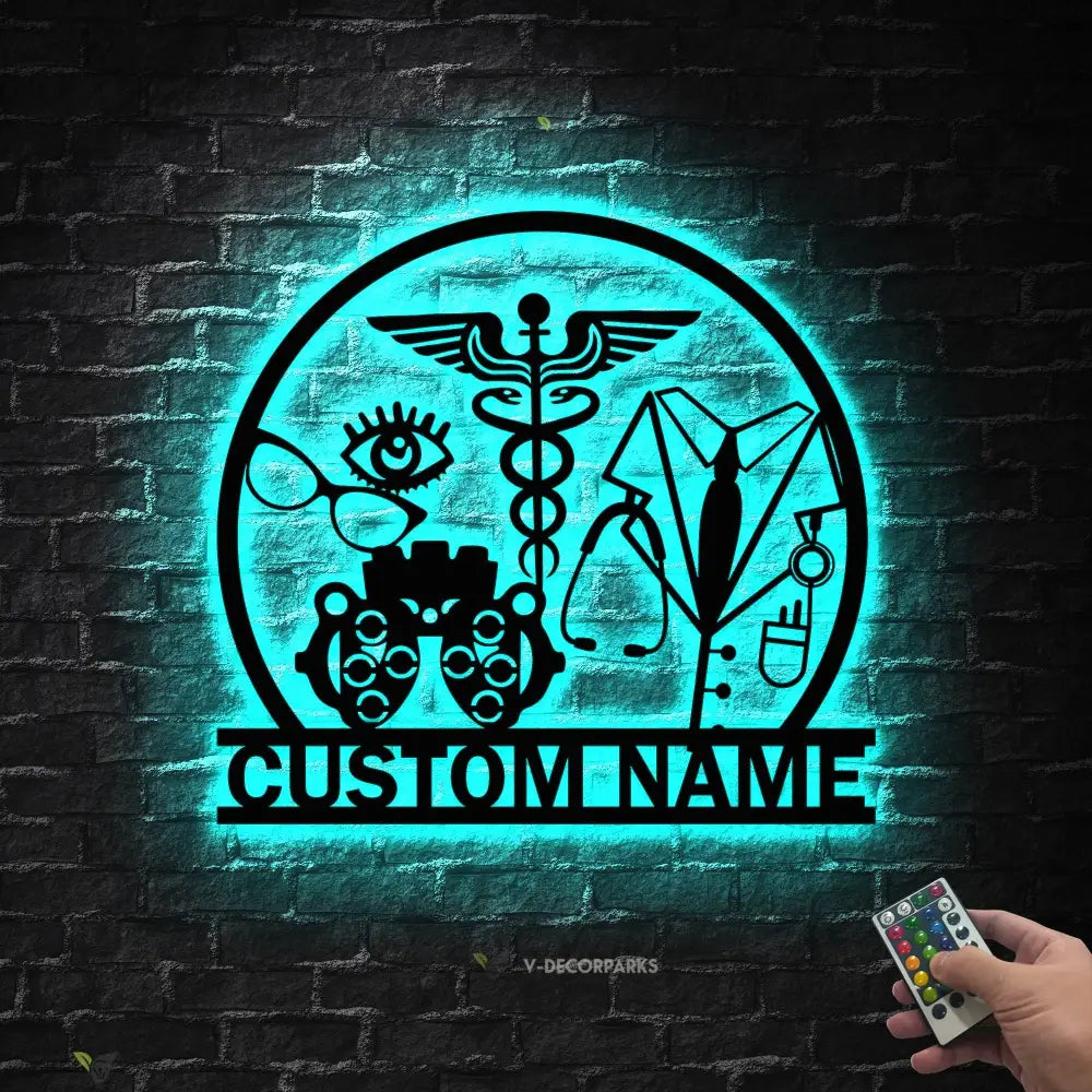 Custom Optician Metal Wall Art with Led Light - Optician Gift Optometry Gifts - Optometrist Eye Doctor Gift - Clinic
