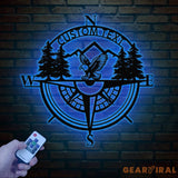 Custom Outdoor Eagle Compass Sign with LED Light Metal Wall Art Decor Personalized Name & Address Sign American Eagle