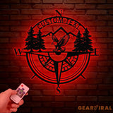 Custom Outdoor Eagle Compass Sign with LED Light Metal Wall Art Decor Personalized Name & Address Sign American Eagle