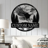 Custom Outdoor Eagle Monogram - Personalized Metal Wall Art Decor Custom Name Sign American Eagle Address Sign Metal