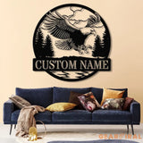 Custom Outdoor Eagle Monogram - Personalized Metal Wall Art Decor Custom Name Sign American Eagle Address Sign Metal