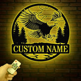 Custom Outdoor Eagle Monogram - Personalized Metal Wall Art Decor Custom Name Sign American Eagle Address Sign Metal