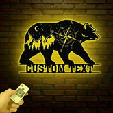 Custom Outdoor Themed Compass Metal Art with Bear Bear Cabin Sign Personalized Metal Bear Sign Cabin Decor Outdoor Bear