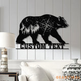 Custom Outdoor Themed Compass Metal Art with Bear Bear Cabin Sign Personalized Metal Bear Sign Cabin Decor Outdoor Bear
