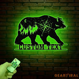 Custom Outdoor Themed Compass Metal Art with Bear Bear Cabin Sign Personalized Metal Bear Sign Cabin Decor Outdoor Bear