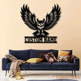 Custom Owl Metal Sign Personalized Outdoor Owl Decor Wildlife Metal Wall Art Rustic Family Name Sign Woodland Themed