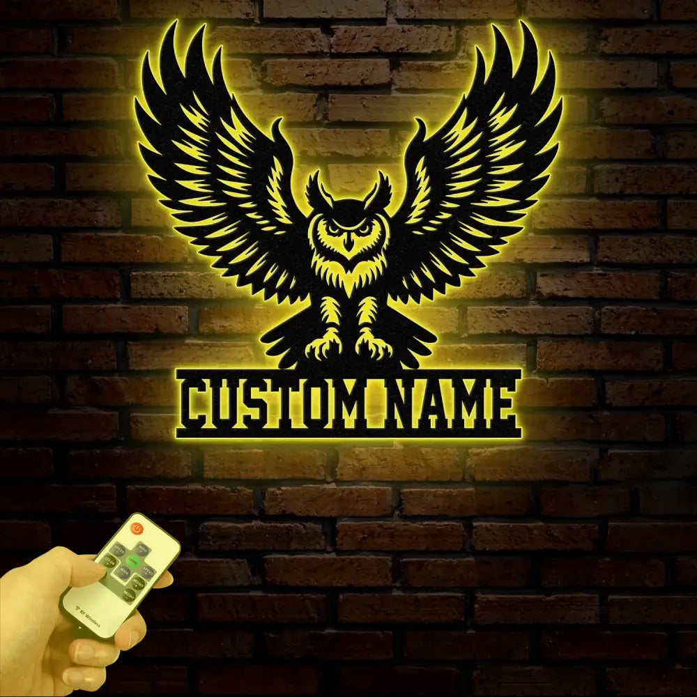 Custom Owl Metal Sign Personalized Outdoor Owl Decor Wildlife Metal Wall Art Rustic Family Name Sign Woodland Themed