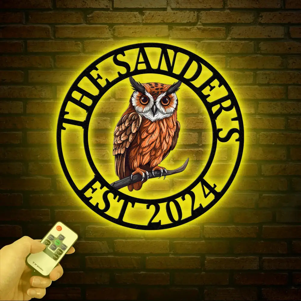 Custom Owl Metal Sign Personalized Outdoor Owl Decor Wildlife Metal Wall Art Rustic Family Name Sign Woodland Themed