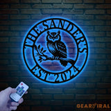 Custom Owl Metal Sign Personalized Outdoor Owl Decor Wildlife Metal Wall Art Rustic Family Name Sign Woodland Themed