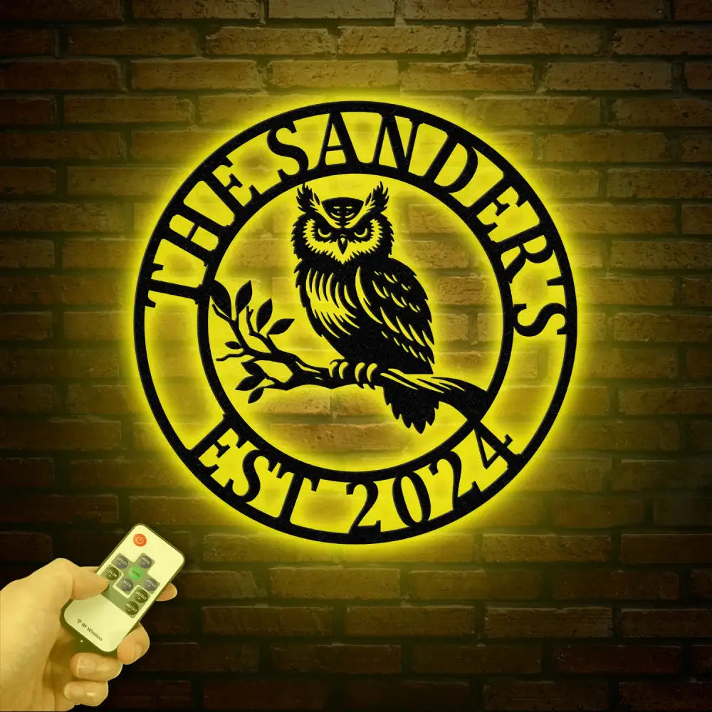 Custom Owl Metal Sign Personalized Outdoor Owl Decor Wildlife Metal Wall Art Rustic Family Name Sign Woodland Themed