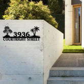 Custom Palm Tree House Number Metal Art - Tropical Address Sign - Beach House Decor - Outdoor Address Metal Sign