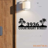 Custom Palm Tree House Number Metal Art - Tropical Address Sign - Beach House Decor - Outdoor Address Metal Sign