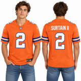Custom Patrick Surtain II Denver Broncos Fan Inspired Alternate Mile High Collection 1977 Throwback Premium F.U.S.E. Stitched Premium Limited Jersey - Orange