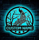 Custom Peacock Bird Metal Wall Art LED Light - Natural Peafowl Lover Sign Home Decor - Boy Girl Nursery Decoration