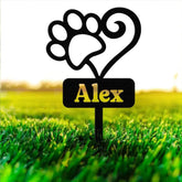 Custom Pet Memorial Steel Garden Stake,Dog Paw Prints Metal Plaque,Personalized Dog Loss Gift,Grave Marker for Loss of