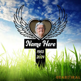 Custom Photo Angel Wings Grave Marker Temporary Grave Marker With Photo Outdoor Memorial Plaque Sympathy Plaque