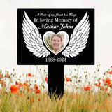 Custom Photo Angel Wings Heart Memorial Sign Temporary Grave Marker With Photo Outdoor Memorial Sign Sympathy Plaque