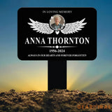 Custom Photo Angel Wings Heart Memorial Sign Temporary Grave Marker With Photo Outdoor Memorial Sign Sympathy Plaque