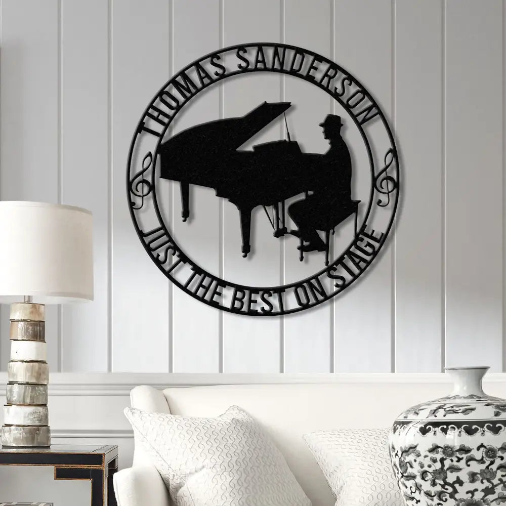 Custom Piano Player Name Metal Sign Personalized Musician Wall Decor Music Entertainer Gift Piano Artist Wall Hanging