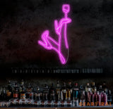 Custom Pink Neon Woman with Wine Glass Sign - LED Neon Wall Art for Bar Decor - Modern Lighting for Home Lounge or