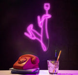 Custom Pink Neon Woman with Wine Glass Sign - LED Neon Wall Art for Bar Decor - Modern Lighting for Home Lounge or
