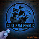 Custom Pirate Ship Metal Wall Sign with Led Light Personalized Pirate Ship Wall Decor Pirate Ship Lover Gift Gift for