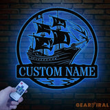 Custom Pirate Ship Metal Wall Sign with Led Light Personalized Pirate Ship Wall Decor Pirate Ship Lover Gift Gift for