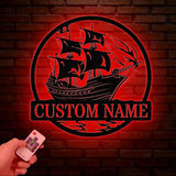 Custom Pirate Ship Metal Wall Sign with Led Light Personalized Pirate Ship Wall Decor Pirate Ship Lover Gift Gift for