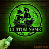 Custom Pirate Ship Metal Wall Sign with Led Light Personalized Pirate Ship Wall Decor Pirate Ship Lover Gift Gift for
