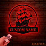 Custom Pirate Ship Metal Wall Sign with Led Light Personalized Pirate Ship Wall Decor Pirate Ship Lover Gift Gift for