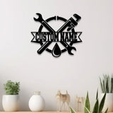 Custom Plumbing Metal Sign LED Light Personalized Plumber Monogram Metal Sign Plumber Gifts Plumber Name Sign Repair