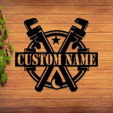 Custom Plumbing Metal Sign LED Light Personalized Plumber Monogram Metal Sign Plumber Gifts Plumber Name Sign Repair