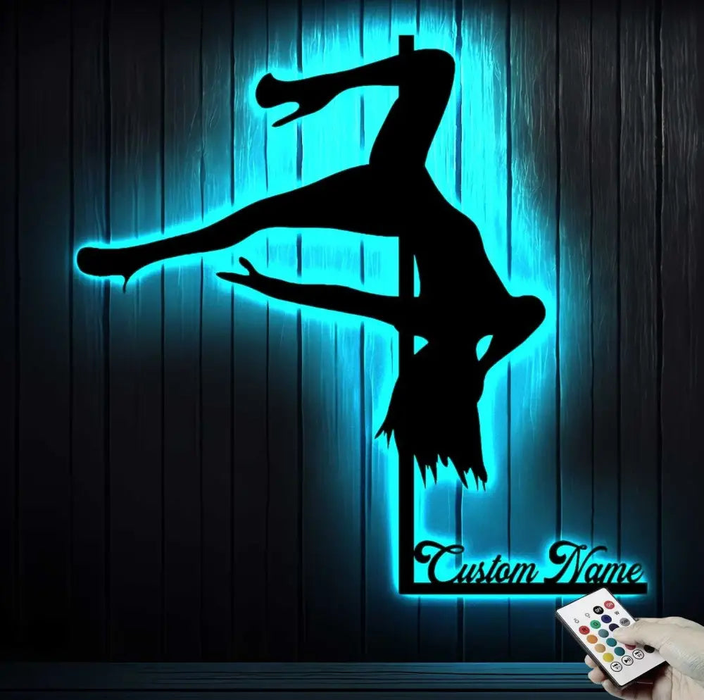 Custom Pole Dance Wall Art with LED Lights - Pole Dance Decor - Pole Dancer Metal Sign - Dancing Room Decor | GearViral