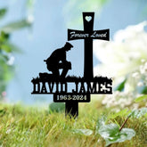 Custom Police Man Kneeling Memorial Plaque Stake Custom Metal Sign Grave Marker Remembrance Plaque Police Sympathy Gift