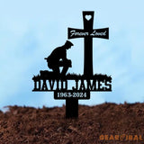 Custom Police Man Kneeling Memorial Plaque Stake Custom Metal Sign Grave Marker Remembrance Plaque Police Sympathy Gift