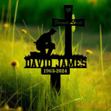 Custom Police Man Kneeling Memorial Plaque Stake Custom Metal Sign Grave Marker Remembrance Plaque Police Sympathy Gift