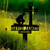 Custom Police Man Kneeling Memorial Plaque Stake Custom Metal Sign Grave Marker Remembrance Plaque Police Sympathy Gift