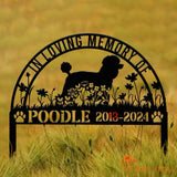 Custom Poodle Memorial Metal Stake - Personalized Pet Grave Marker Remembrance Sign Sympathy Gift Poodle Loss Decor