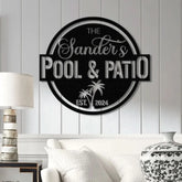 Custom Pool & Patio Metal Sign Personalized Swimming Pool Decor Outdoor Backyard Wall Art Farmhouse Style Pool Sign for