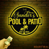 Custom Pool & Patio Metal Sign Personalized Swimming Pool Decor Outdoor Backyard Wall Art Farmhouse Style Pool Sign for